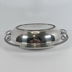 Silver plated Vegetable Serving Platter With Divider and Lid 10” Wilcox
